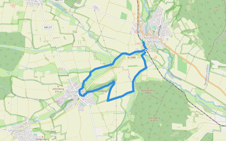 Rhön-Rundweg Nordheim 3 walking route map in Nordheim vor der Rhön