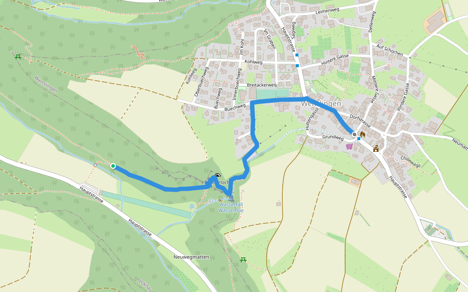 Burghalden - Wenslingen walking route map in Tecknau
