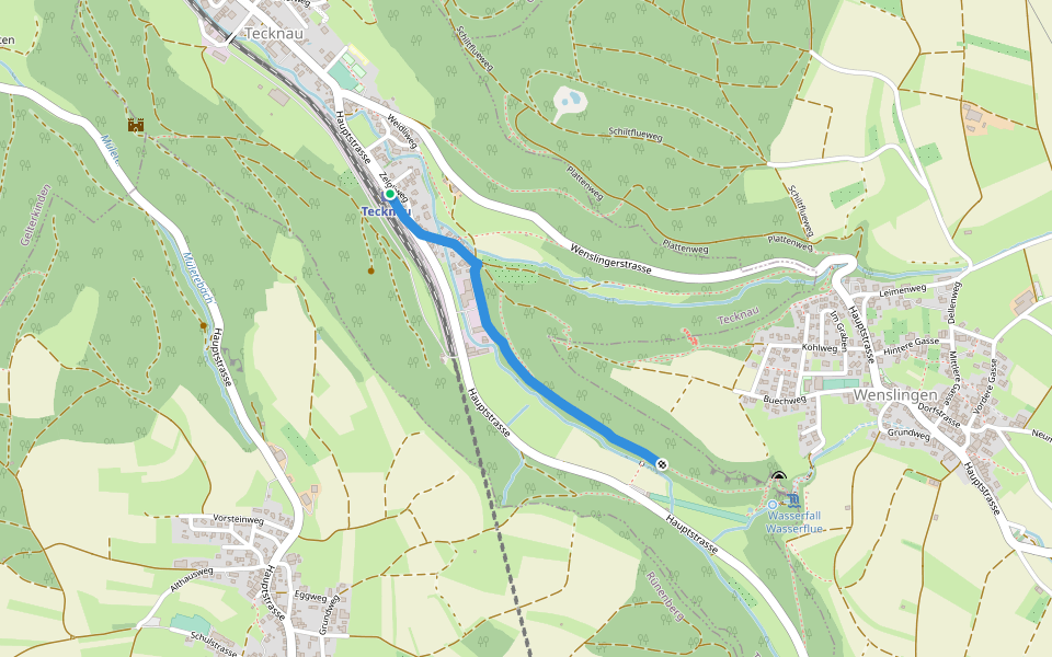 Tecknau - Burghalden walking route map in Tecknau