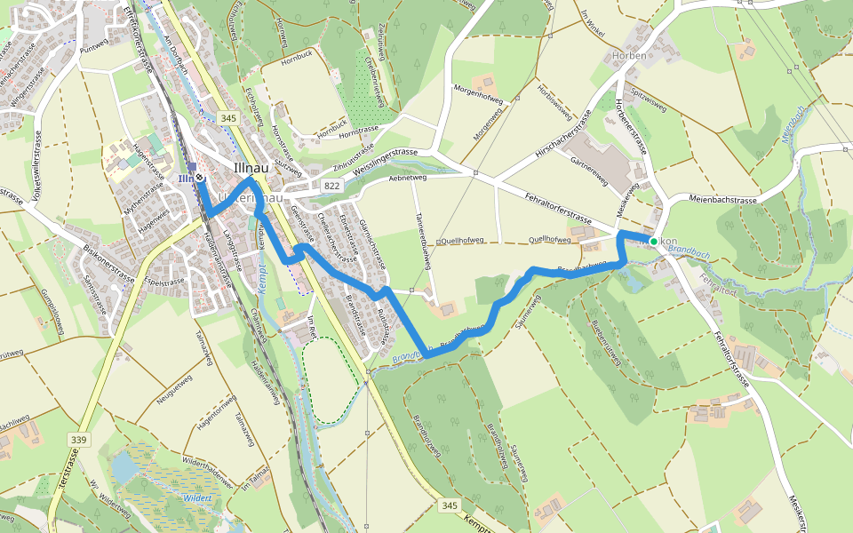 Mesikon - Illnau walking route map in Illnau-Effretikon