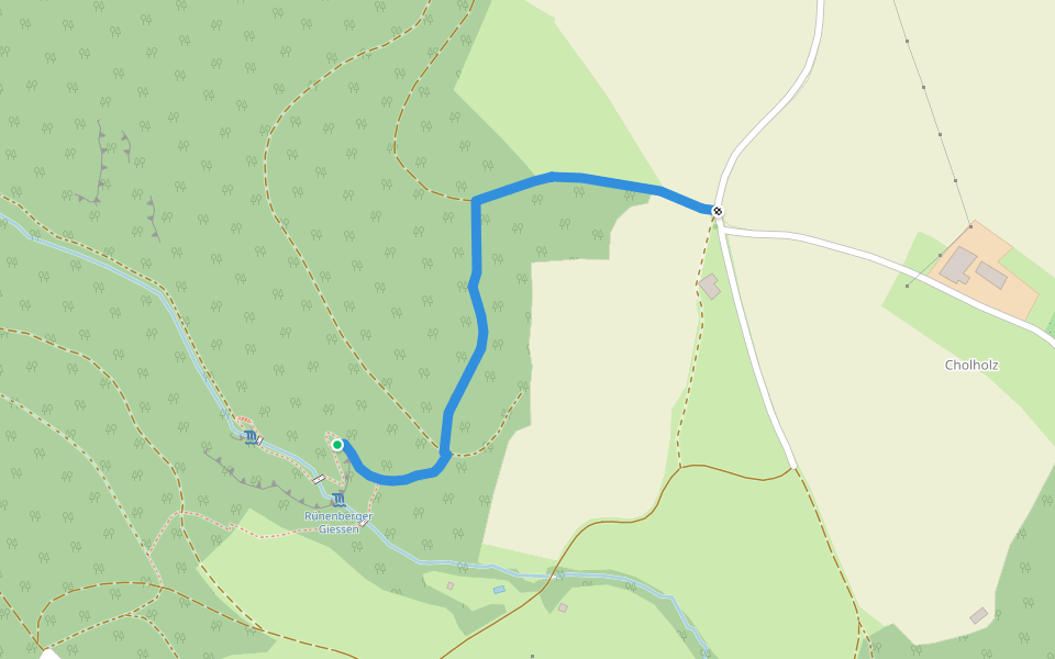 Giessen - Cholholz walking route map in Rünenberg