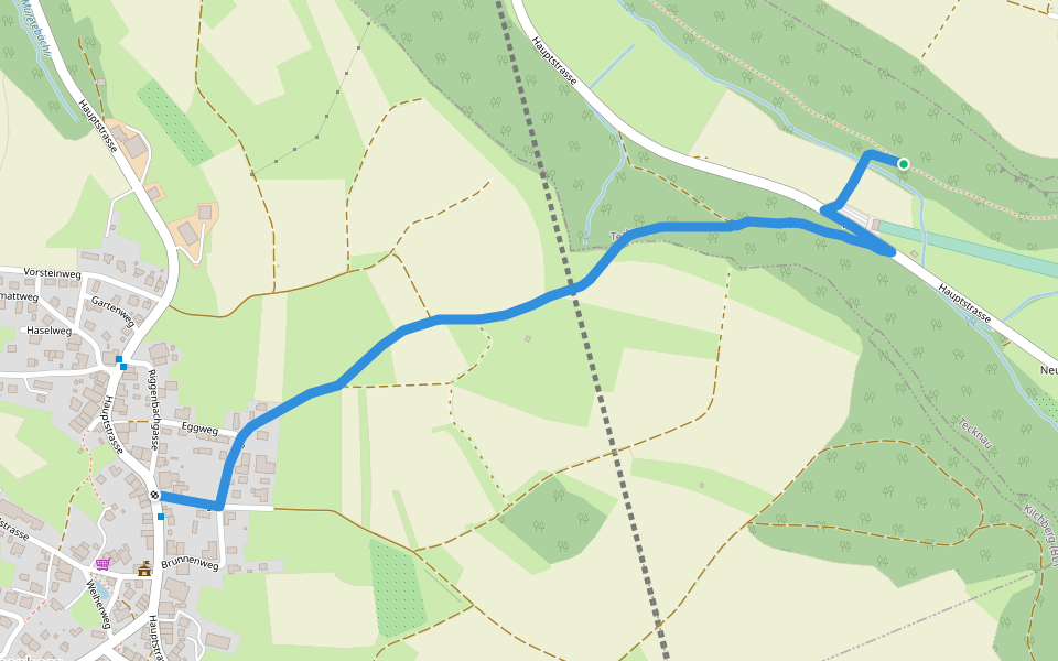 Burghalden - Rünenberg walking route map in Tecknau
