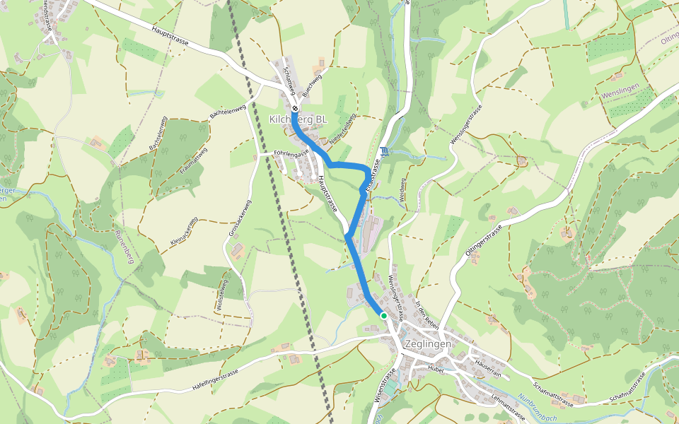 Zeglingen - Kilchberg walking route map in Zeglingen