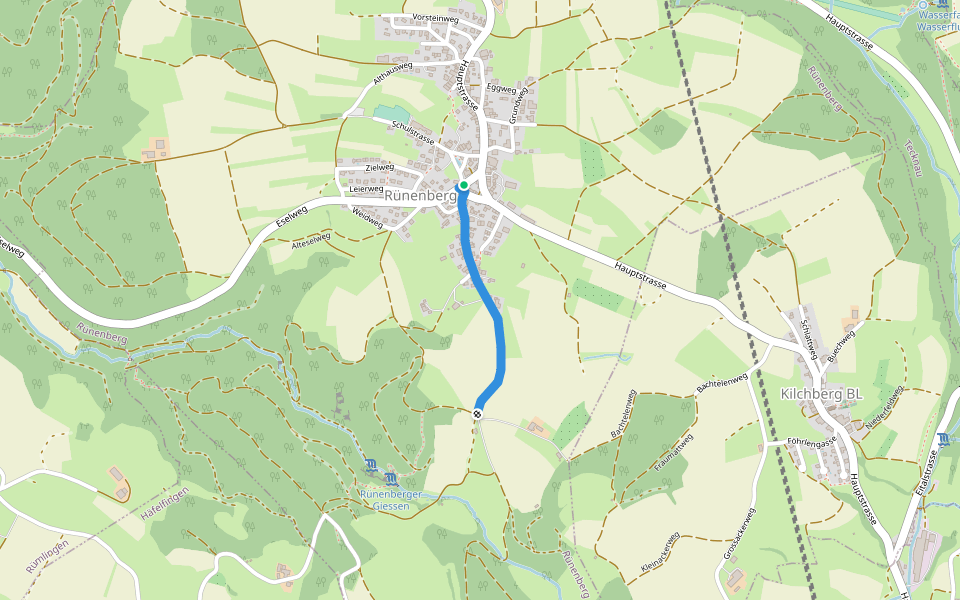 Rünenberg- Cholholz walking route map in Rünenberg
