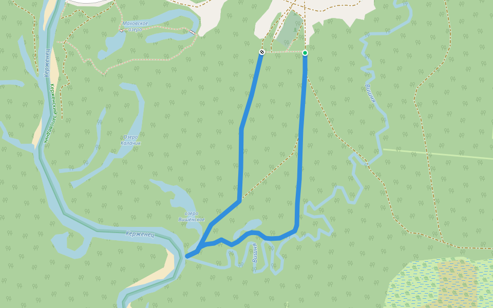 Заповедный лес walking route map in Rustai (Ostankinskii S/S)