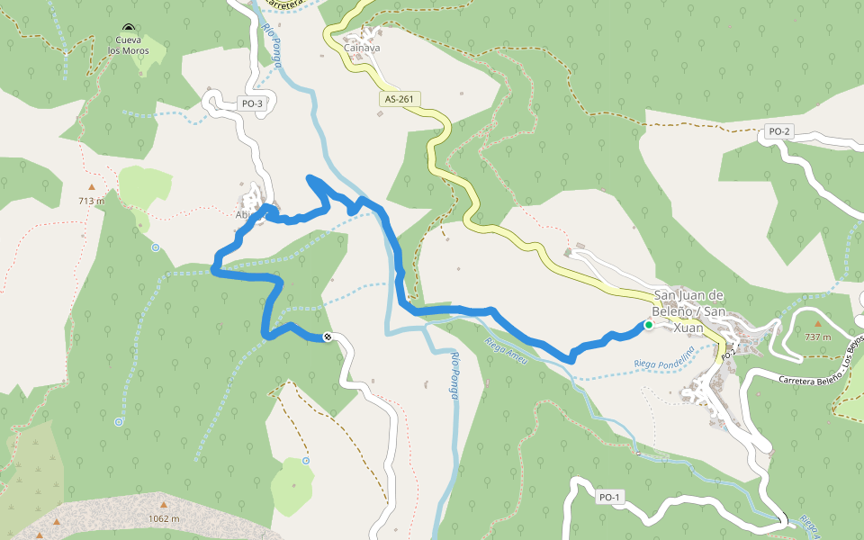 PR AS-213 Ruta del Valle de Ponga walking route map in San Juan de Beleño