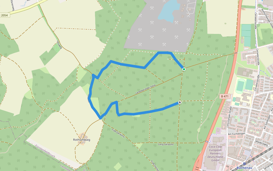 Walderlebnispfad Rothschwaiger Forst walking route map in Fürstenfeldbruck