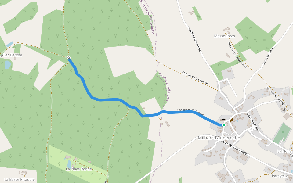 Liaison walking route map in Bassillac et Auberoche