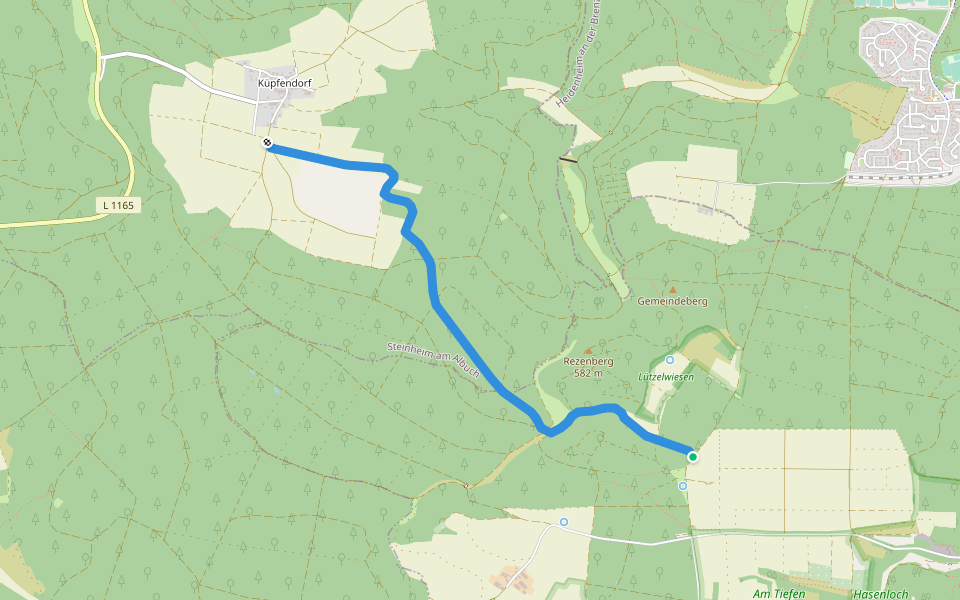 Kohlhau - Küpfendorf walking route map in Herbrechtingen