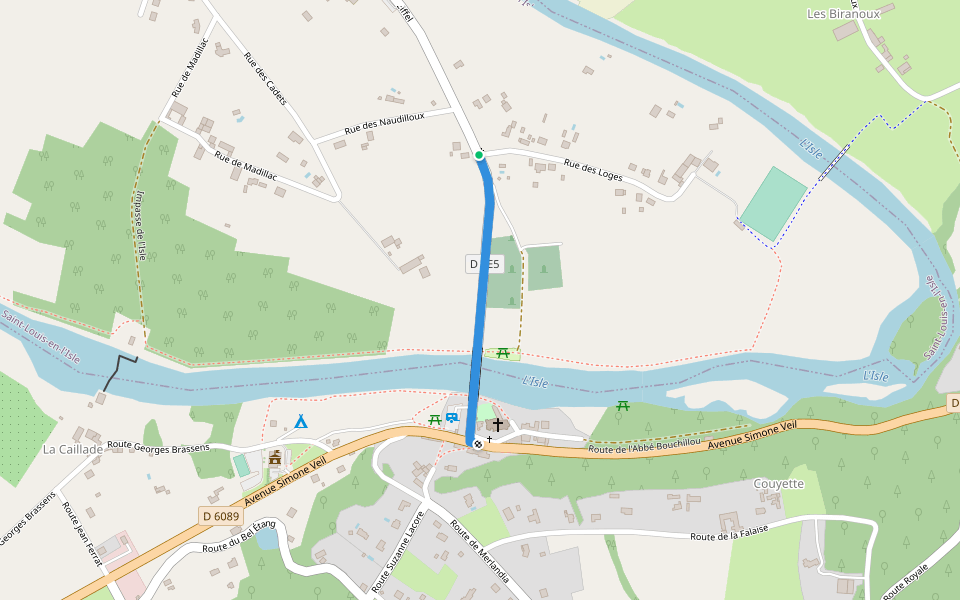 Liaison Sourzac - Boucle des Loges walking route map in Saint-Louis-en-l'Isle