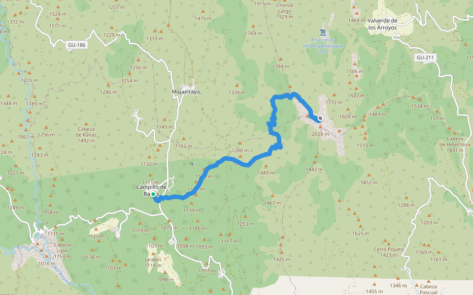 PR-GU 01 Ocejón walking route map in Campillo de Ranas