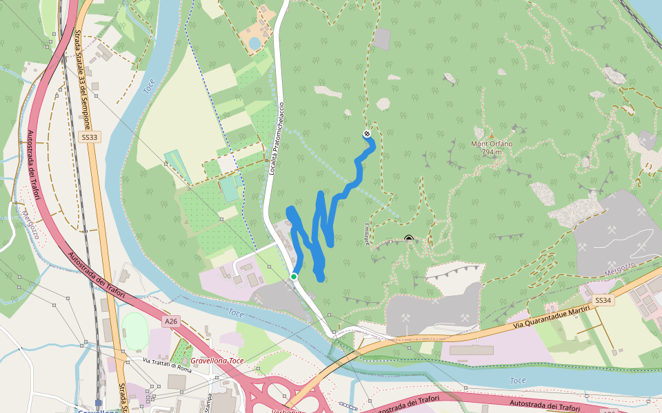 A58a - Prato Michelaccio - bivio A58 walking route map in Pratomichelaccio