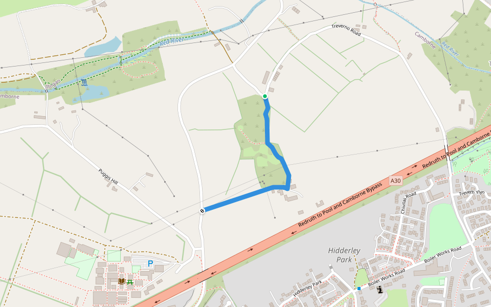 Camborne FP 18 walking route map in Camborne
