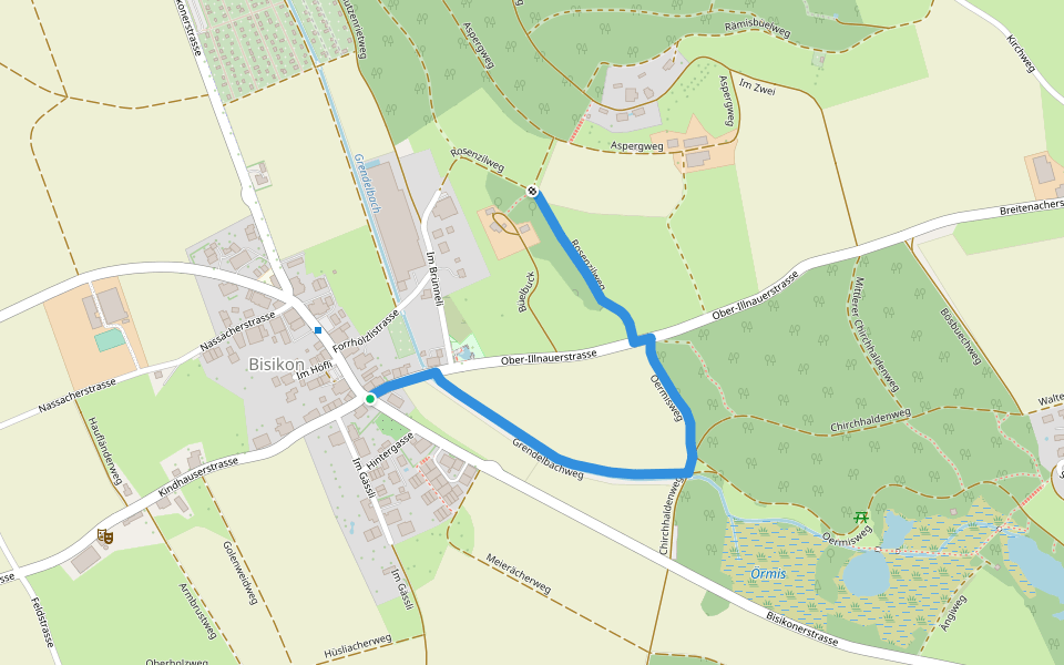 Bisikon - Buck walking route map in Illnau-Effretikon