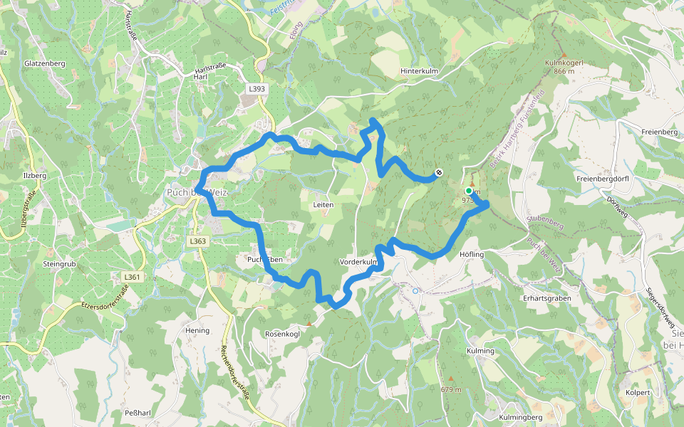 Rosenkogel - Kulmweg walking route map in Höfling