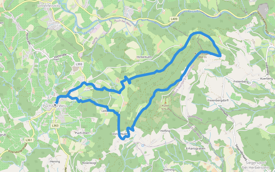 Pucher Panoramaweg walking route map in Puch bei Weiz