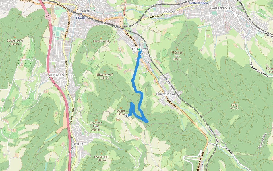 Thürnen - Gisiberg walking route map in Thürnen
