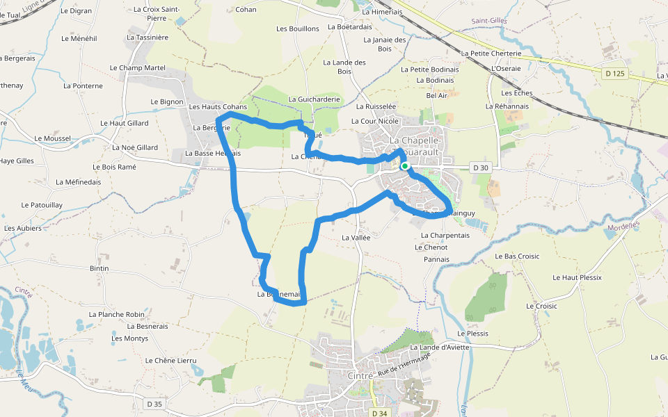 La balade de Cohan walking route map in La Chapelle-Thouarault