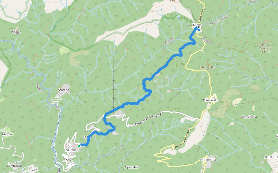R15 Aurano - Calpera - il Colle walking route map in Aurano