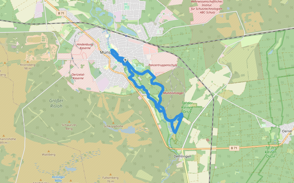 Örtzeweg walking route map in Munster