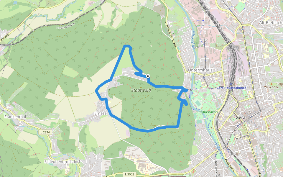 Wanderweg Ernsee-Hammelburg-Stadtwald walking route map in Gera
