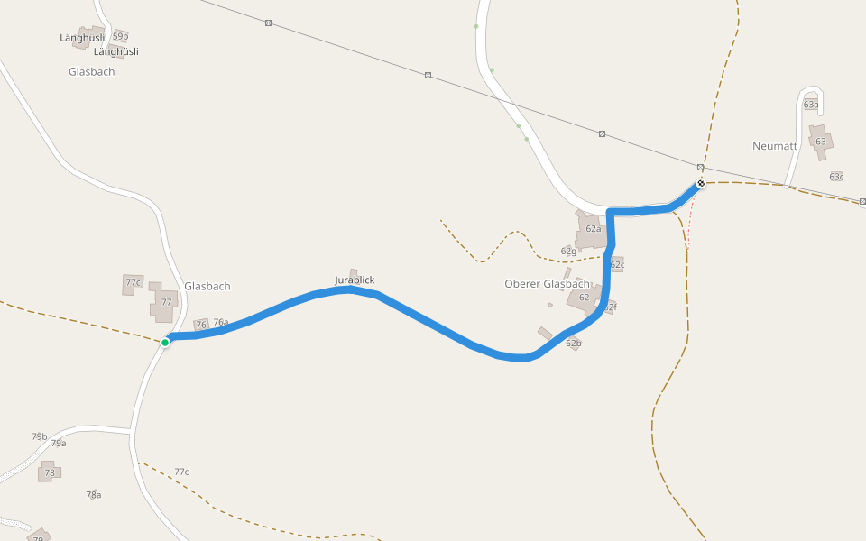 Glasbach-Oberglasbach walking route map in Rohrbachgraben