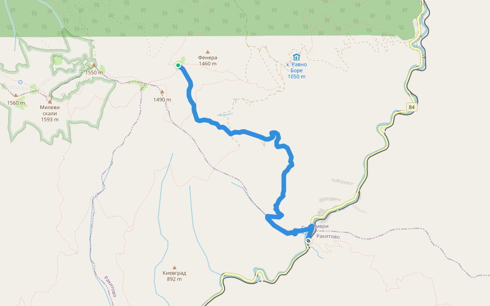Tsepina station - Fenera walking route map in Draginovo