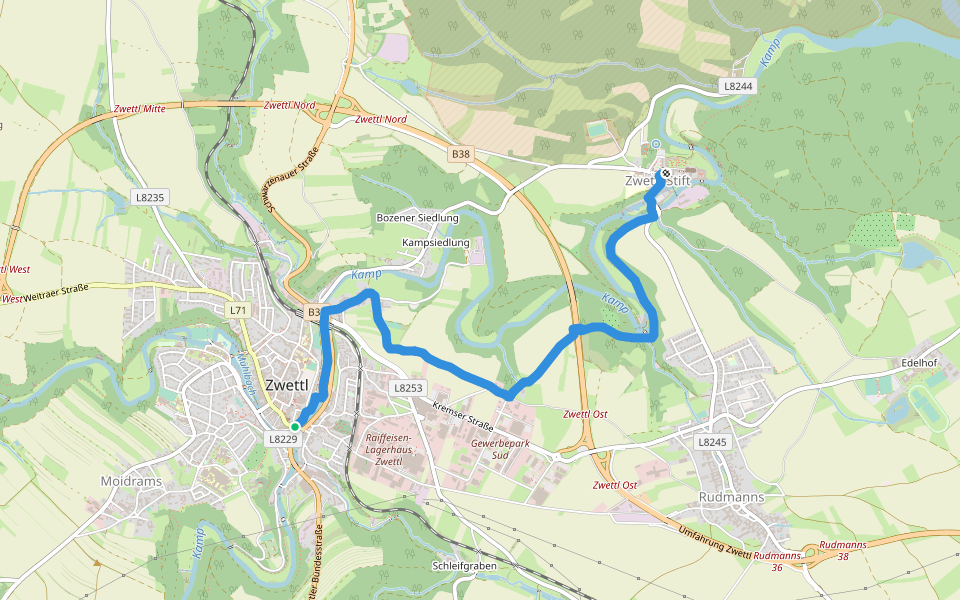 Zwettl - Stift Zwettl 8 walking route map in Zwettl