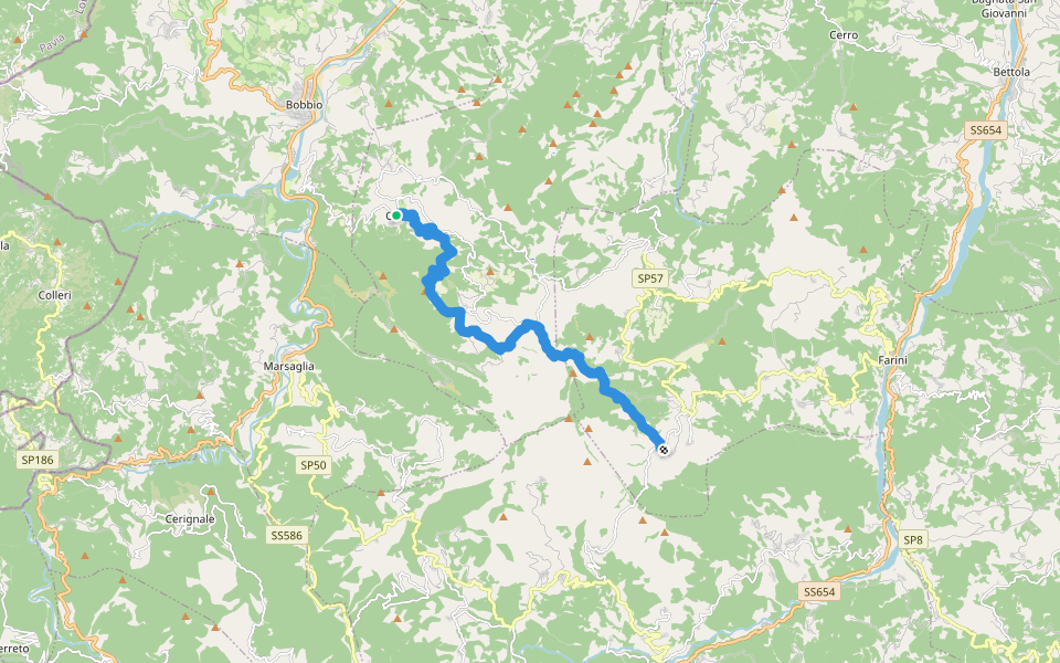 Via degli Abati: Tappa 2 walking route map in Coli