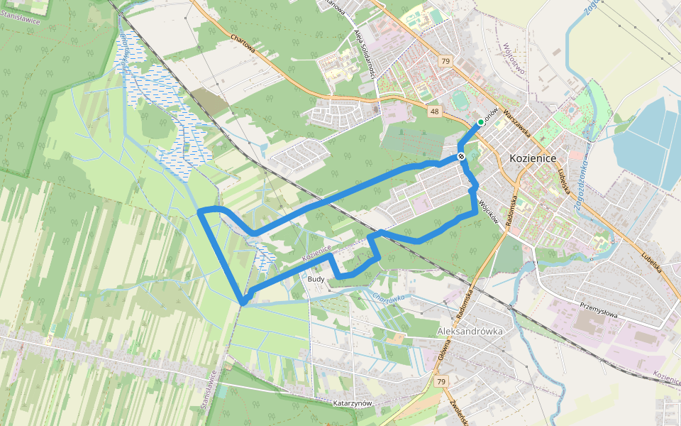 Kozienice - nordic walking walking route map in Kozienice