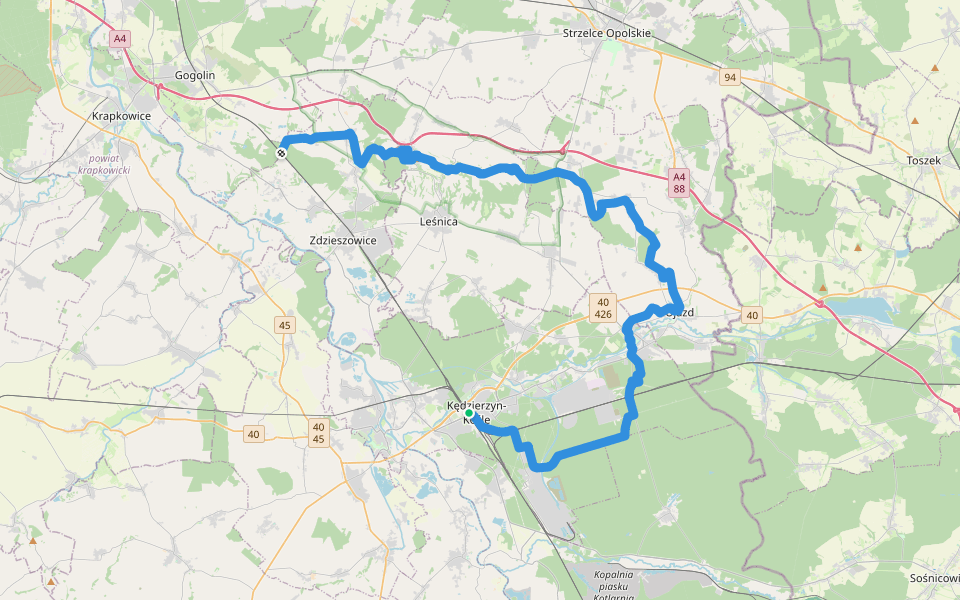 Szlak III Powstania Śląskiego walking route map in Kędzierzyn-Koźle