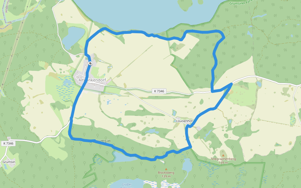 Oranges Buchenblatt walking route map in Angermünde