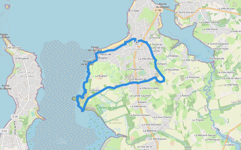 Chemin des Poissoniers walking route map in Lancieux