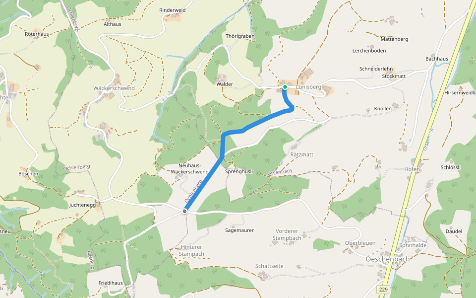 Lünschberg-Pt 795 walking route map in Ursenbach