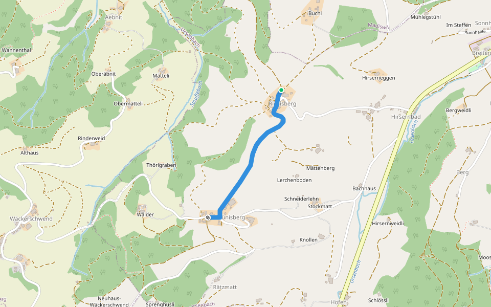 Ryschberg-Lünschberg walking route map in Ursenbach
