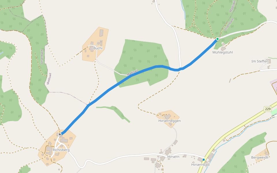 Chaserentürli-Ryschberg walking route map in Ursenbach