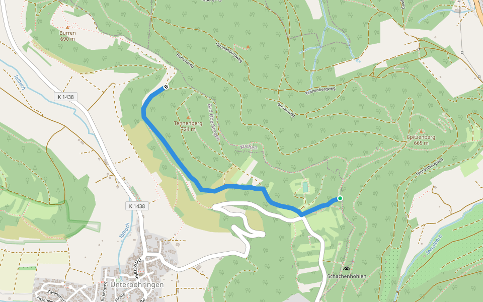 Tennenberg Süd walking route map in Bad Überkingen