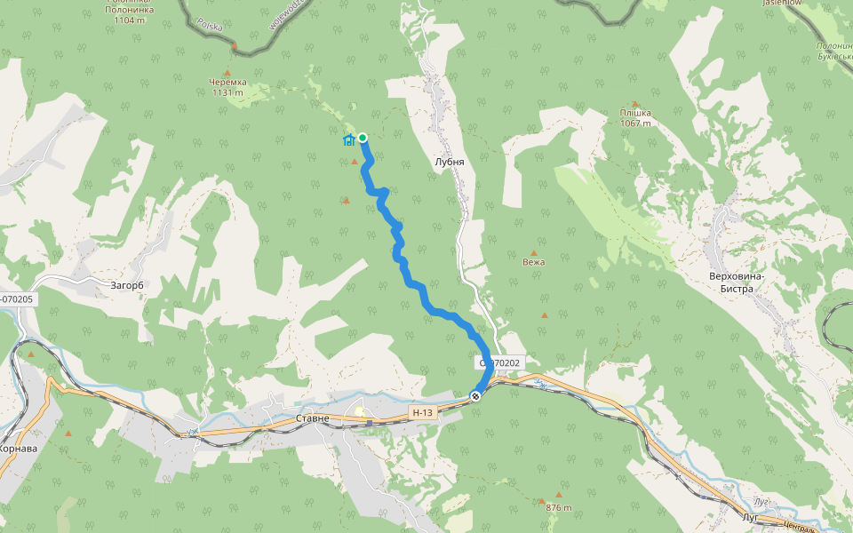 Лубня - Ставне walking route map in Lubnya