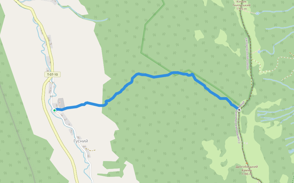 Ужок - Дрогобицький камінь walking route map in Husnyi