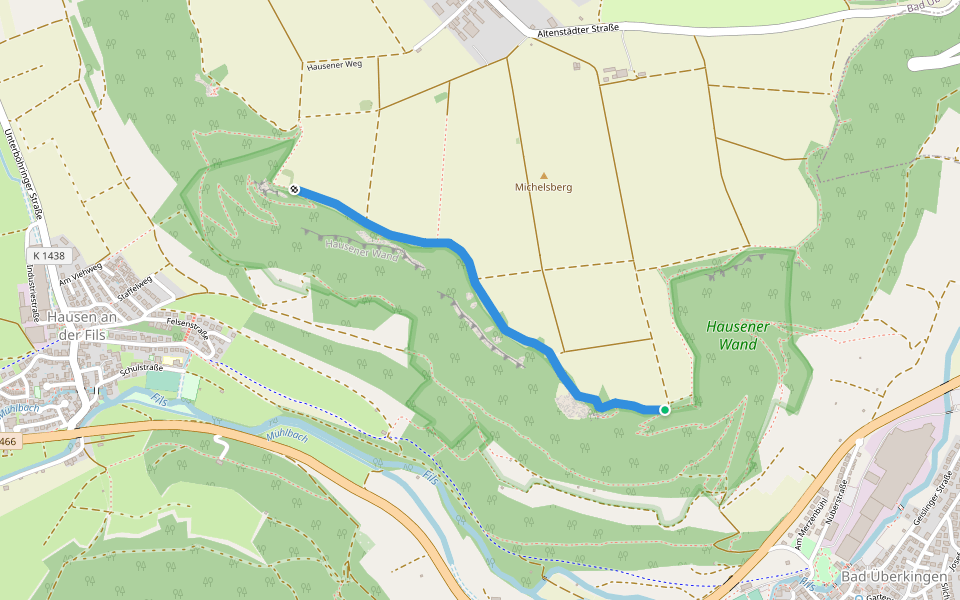 Jungfraufels - Hausener Fels walking route map in Bad Überkingen
