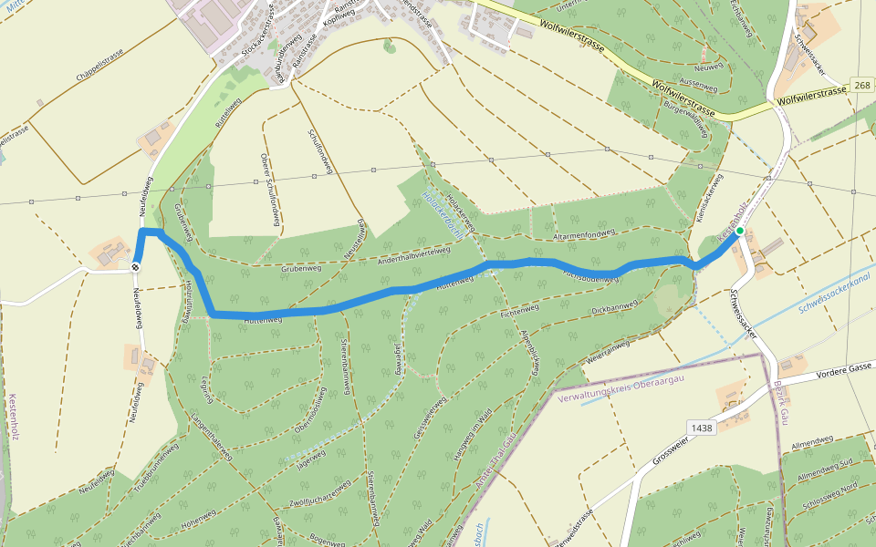 Ober Schweissacher - Im Holz walking route map in Wolfwil