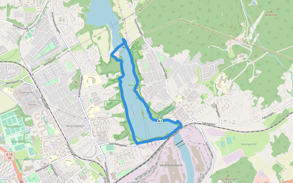 Älvrundan walking route map in Borlänge