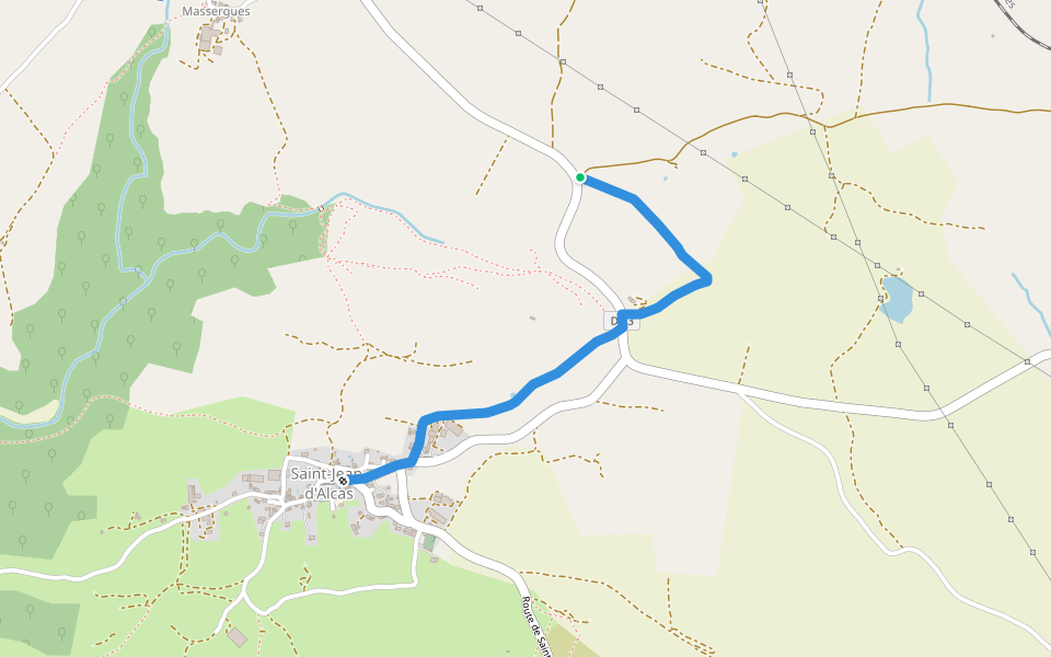 Larzac Templier et Hospitalier, accès St Jean d'Alcas walking route map in Saint-Jean-et-Saint-Paul