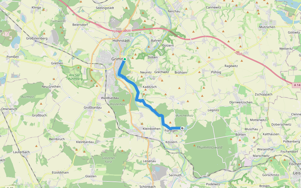 Weg der Steine walking route map in Grimma