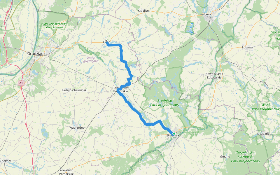 Szlak im. Tadeusza Baczyńskiego walking route map in Brodnica