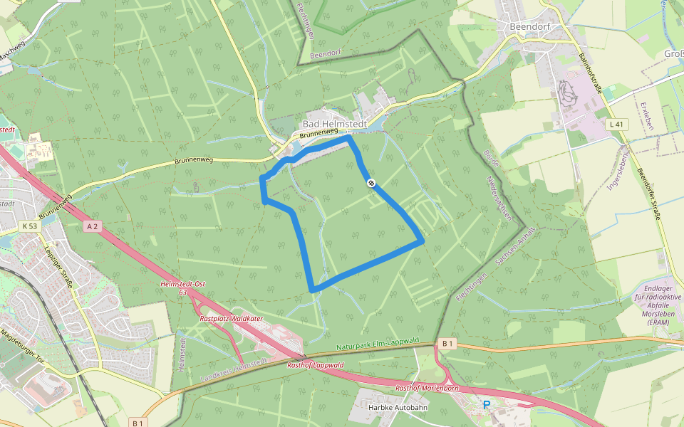 Lappwald Rundwanderweg 4 walking route map in Helmstedt