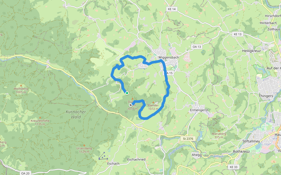 Nordic Walking Wiggensbach walking route map in Wiggensbach