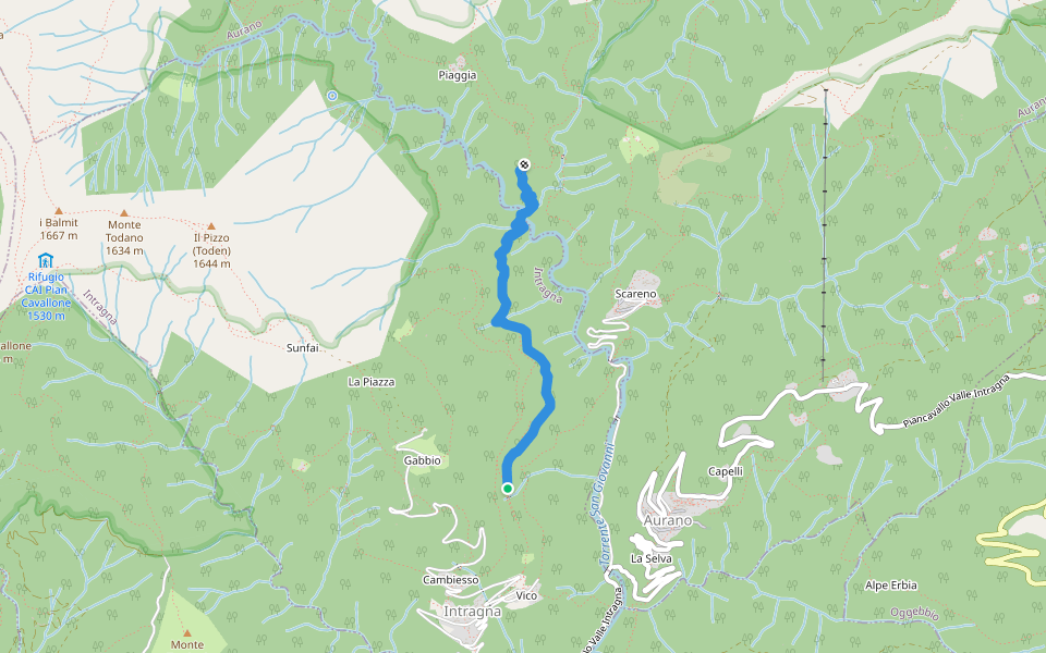 R09a Corsage - Junction R11 Chapel above Ponte del Dragone | Walking Map