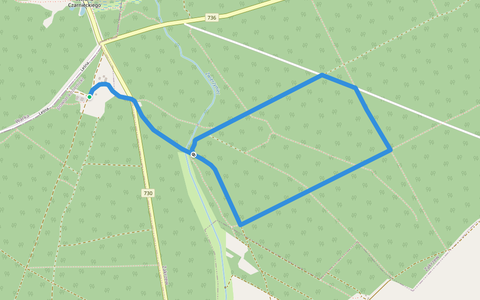 Bory Sosnowe okolic Warki walking route map in Czerwonka