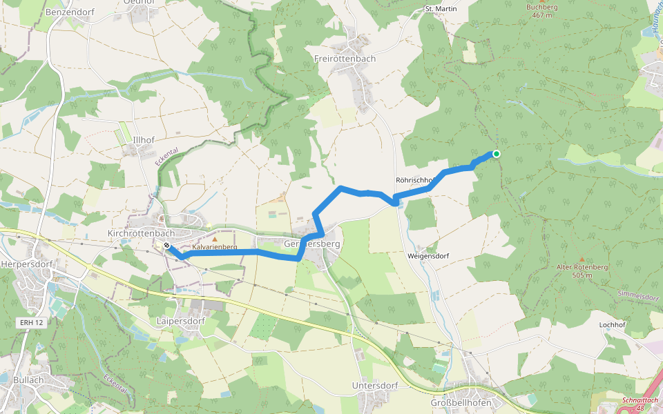 Kirchröttenbach – Frankenweg walking route map in Simmelsdorf
